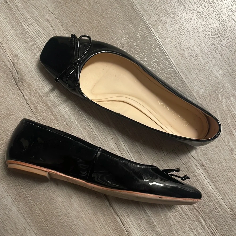 Guilhermina Square-Toe Ballet Flats I’m Black patent leather - Size 7-7.5 US - Picture 2 of 3